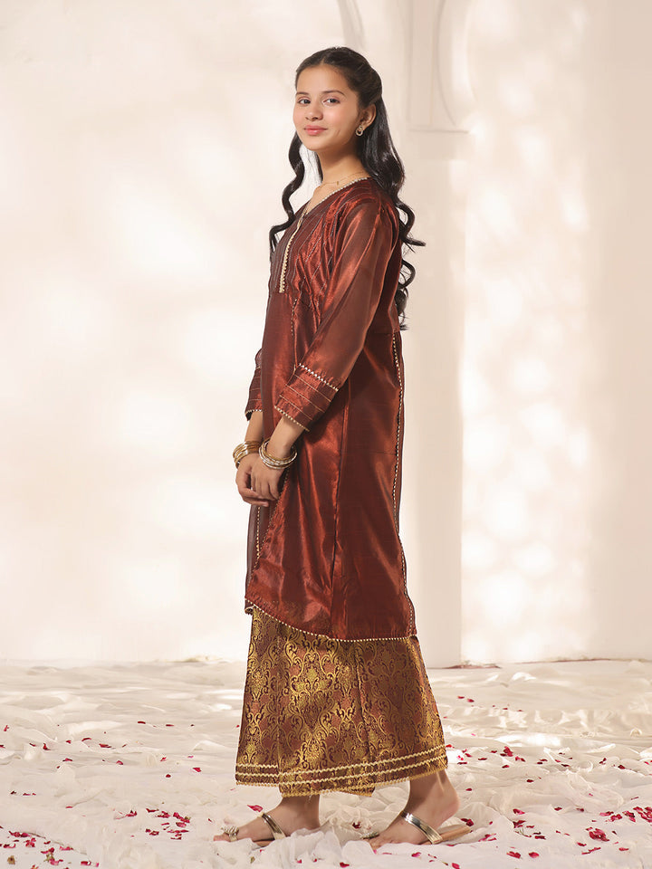 Oaks - Fancy Pret Kurti Masoori Maroon  - 1 Piece