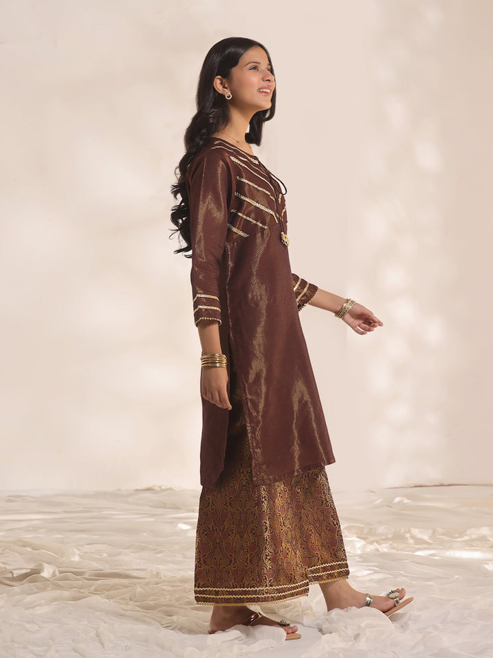 Oaks - Fancy Pret Kurti Masoori Maroon  - 1 Piece