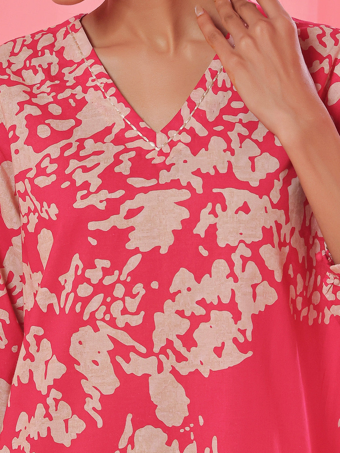 Oaks - Lawn Printed Unstitch Suit For Women - Red - 2 Piece
