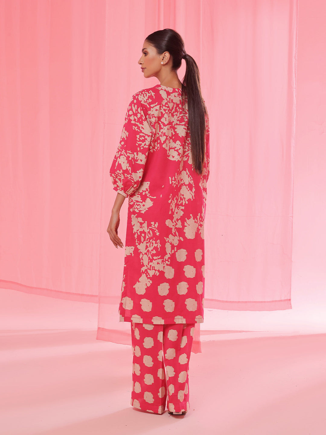 Oaks - Lawn Printed Unstitch Suit For Women - Red - 2 Piece