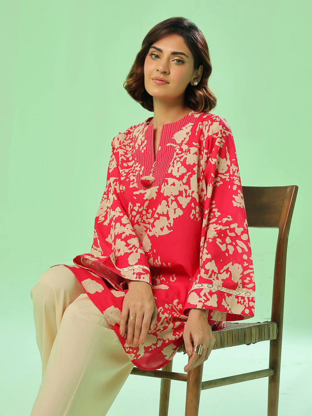 Oaks - Lawn Suit For Women - Red - 1 Piece