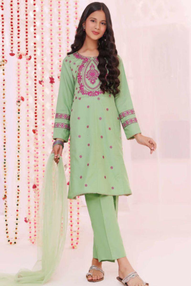 Oaks - Light grass 2 Piece Dobby Embroidered