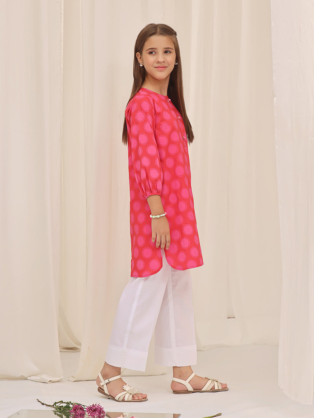 Oaks - Printed Pret Kurti Cotton Dark Orange  - 1 Piece