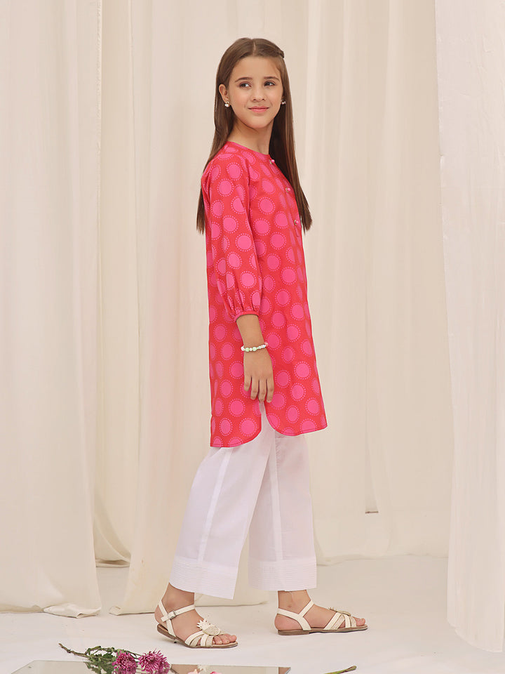 Oaks - Printed Pret Kurti Cotton Dark Orange  - 1 Piece