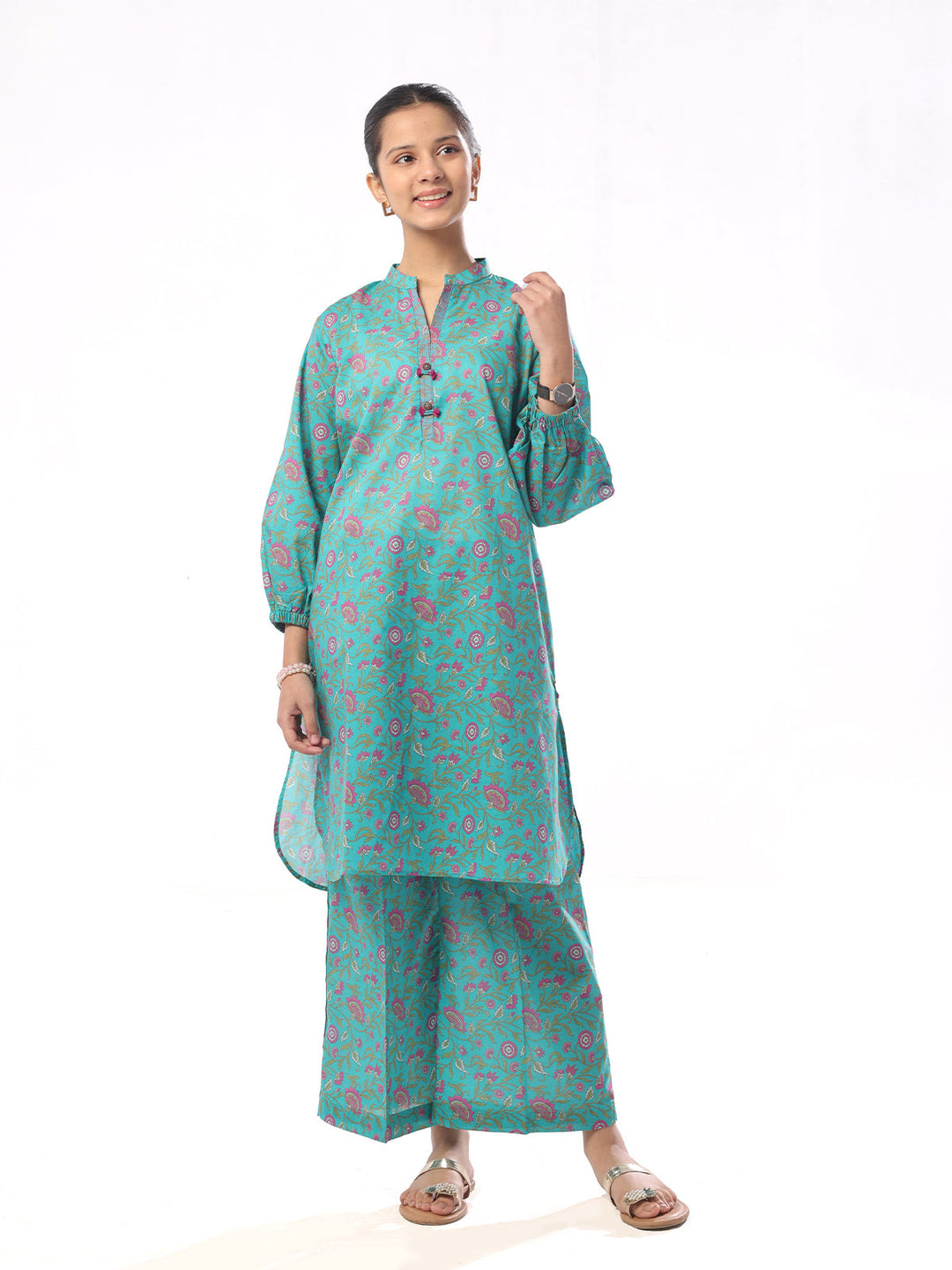 Oaks - Printed Pret Shirt Trouser Dobby Green  - 2 Piece