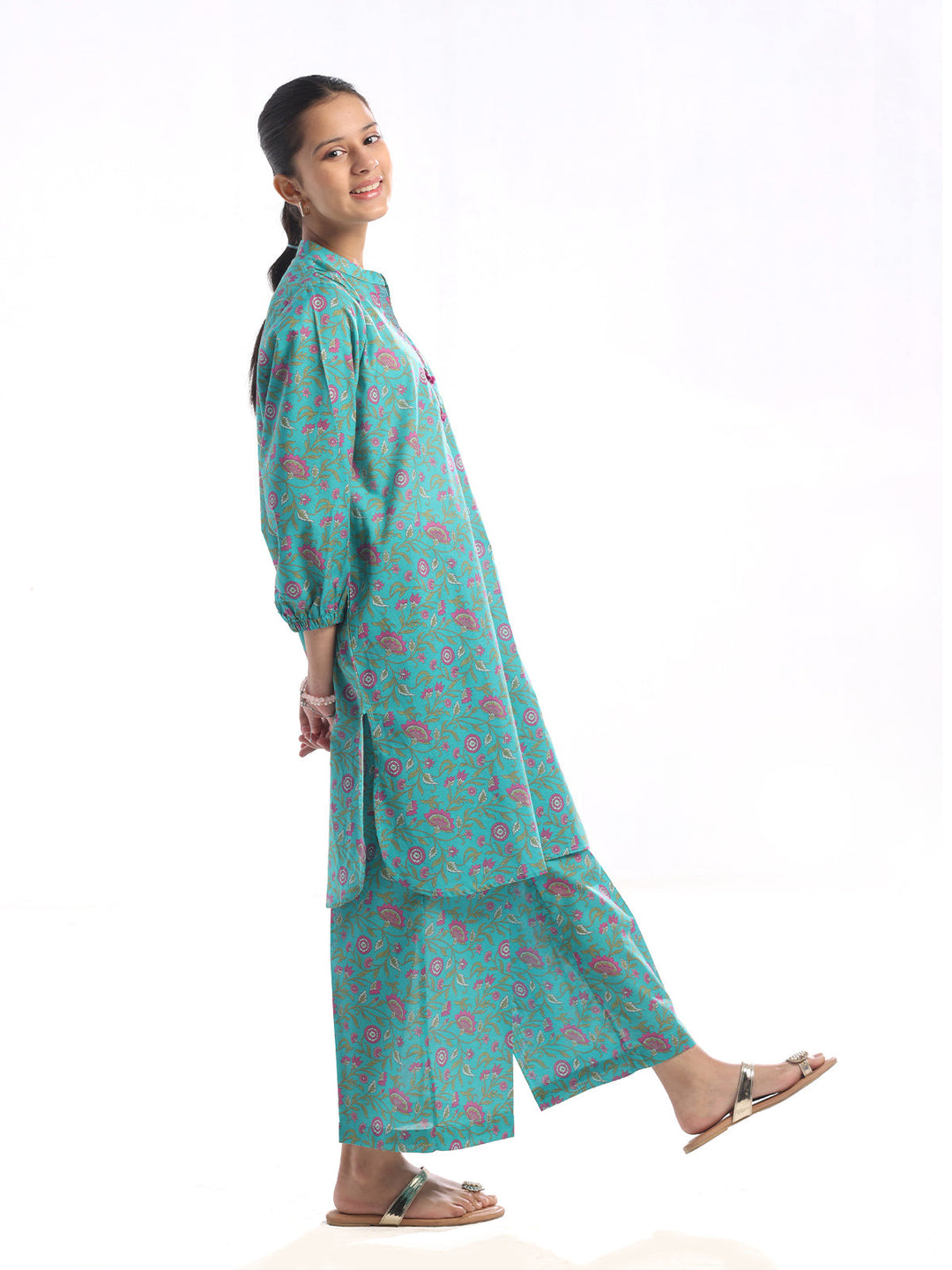 Oaks - Printed Pret Shirt Trouser Dobby Green  - 2 Piece