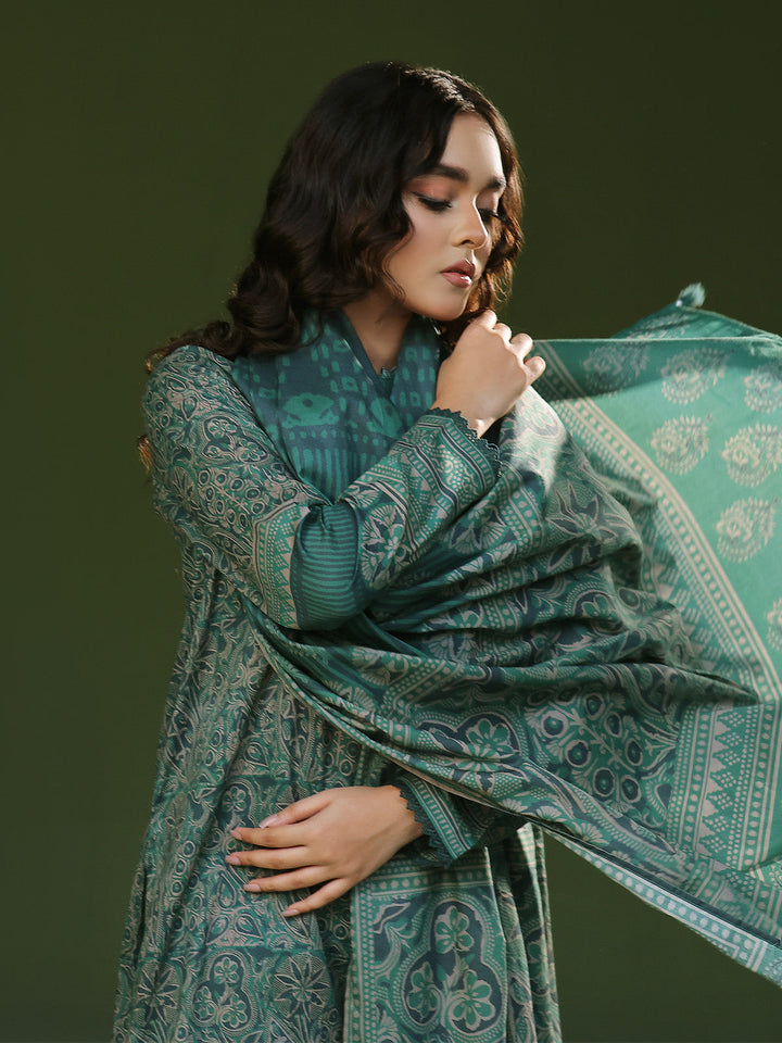 Oaks - Printed Pret Suit Cambric Green  - 3 Piece