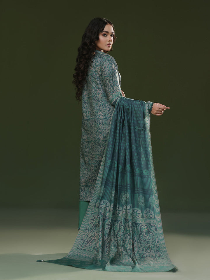 Oaks - Printed Pret Suit Cambric Green  - 3 Piece