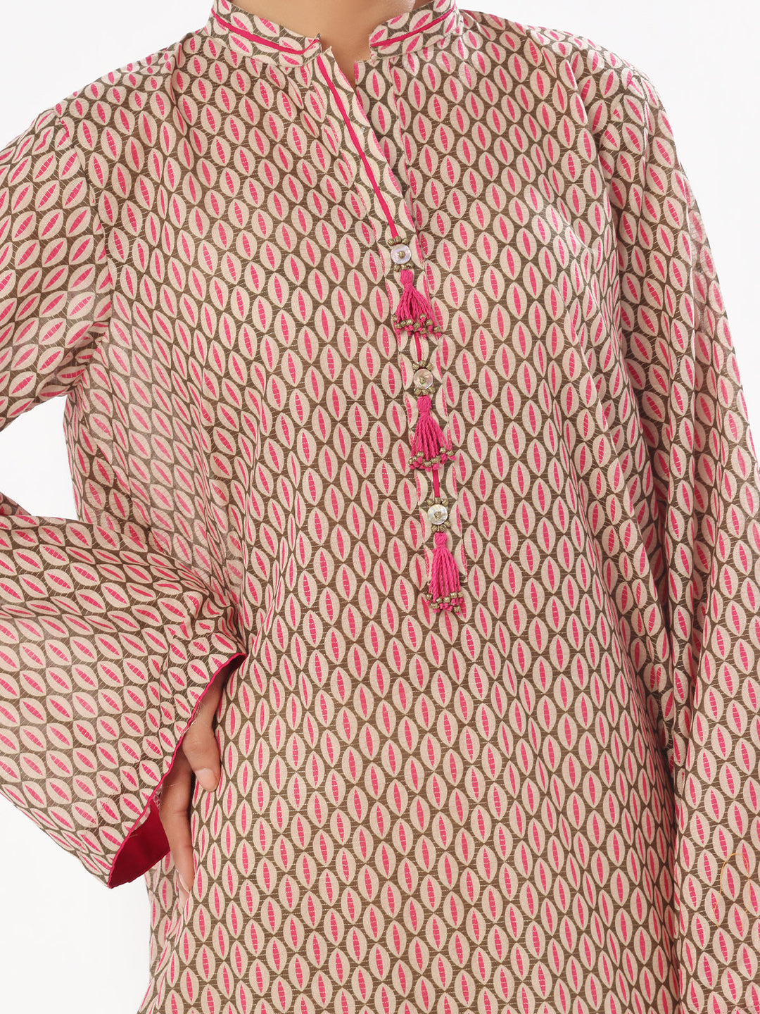 Oaks - Printed Pret &amp; Unstitched Kurti Masoori Lawn Green - 1 Piece