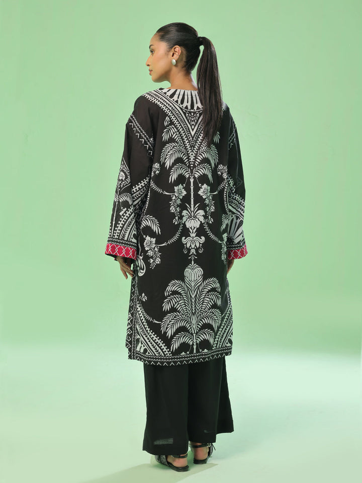 Oaks - Printed Pret & Unstitched Lawn Black - 1 Piece