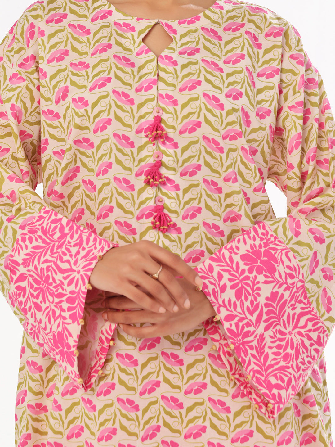 Oaks - Printed Pret & Unstitched Shirt Trouser Lawn Pink - 2 Piece