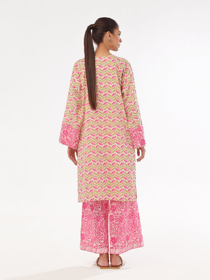 Oaks - Printed Pret & Unstitched Shirt Trouser Lawn Pink - 2 Piece