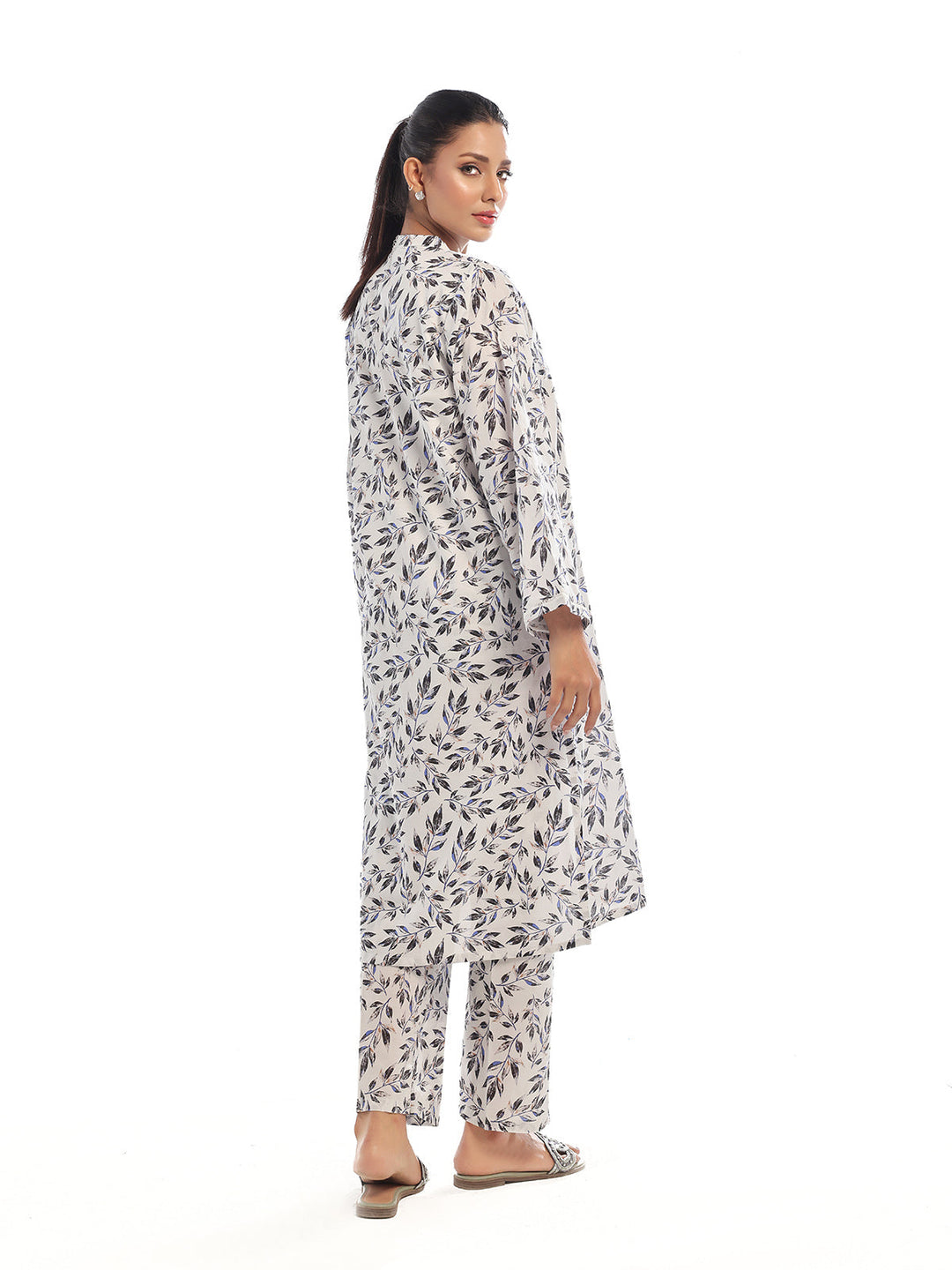 Oaks - Printed Pret &amp; Unstitched Shirt Trouser Swiss Lawn Black &amp; White - 2 Piece