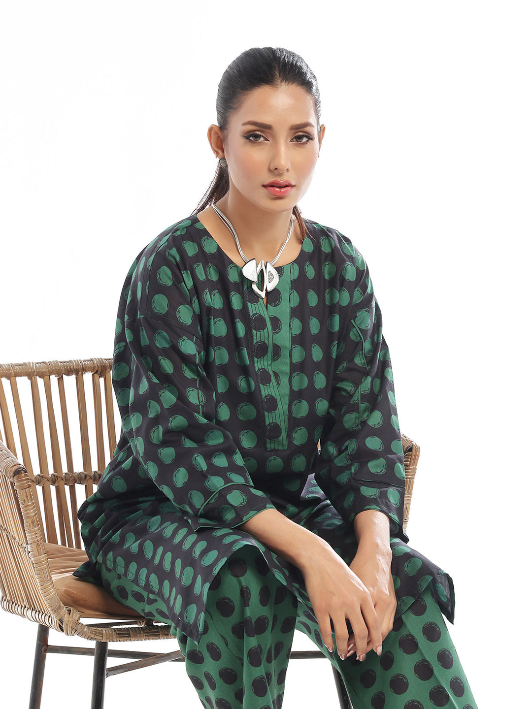 Oaks - Printed Pret &amp; Unstitched Shirt Trouser Swiss Lawn Green - 2 Piece