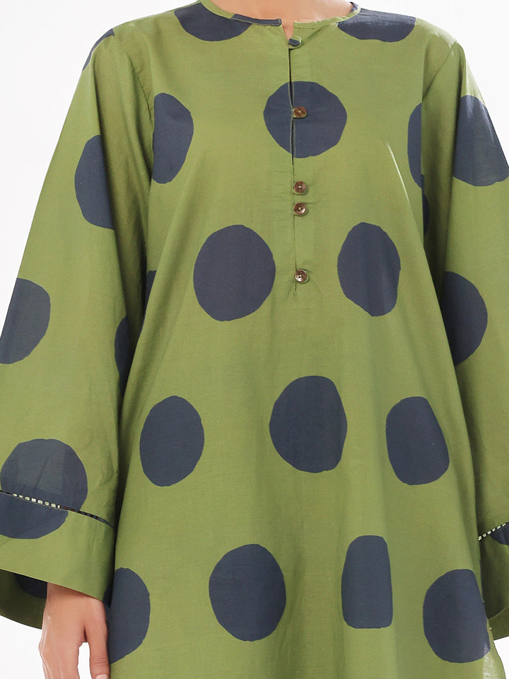 Oaks - Printed Pret & Unstitched Shirt Trouser Swiss Lawn Green - 2 Piece