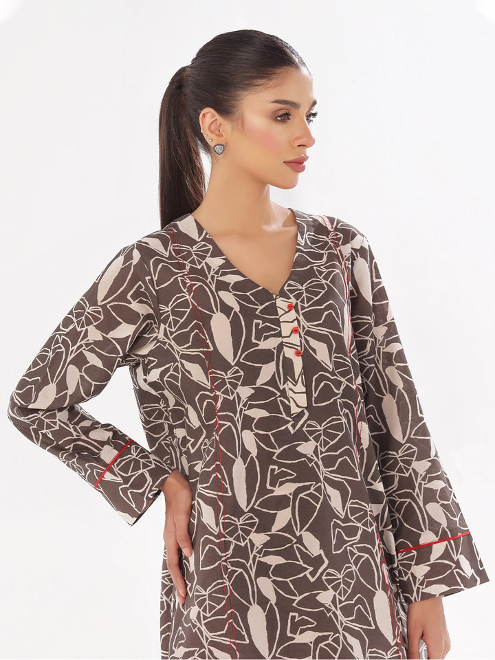 Oaks - Printed Pret & Unstitched Shirt Trouser Swiss Lawn Grey - 2 Piece