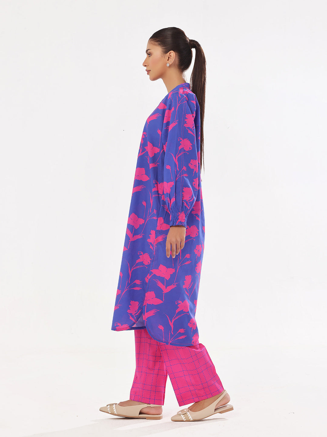 Oaks - Printed Pret & Unstitched Shirt Trouser Swiss Lawn Pink - 2 Piece