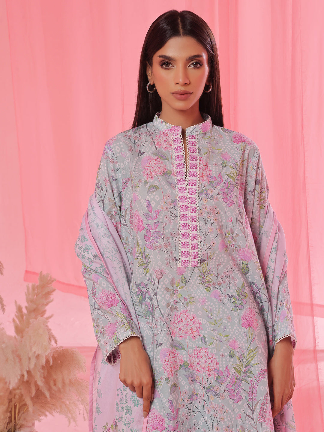 Oaks - Printed Pret &amp; Unstitched Suit Lawn Ferozi - 3 Piece