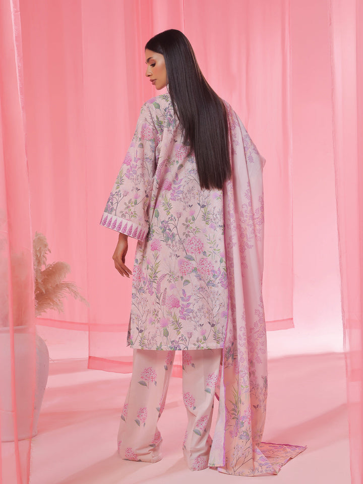 Oaks - Printed Pret &amp; Unstitched Suit Lawn Peach - 3 Piece