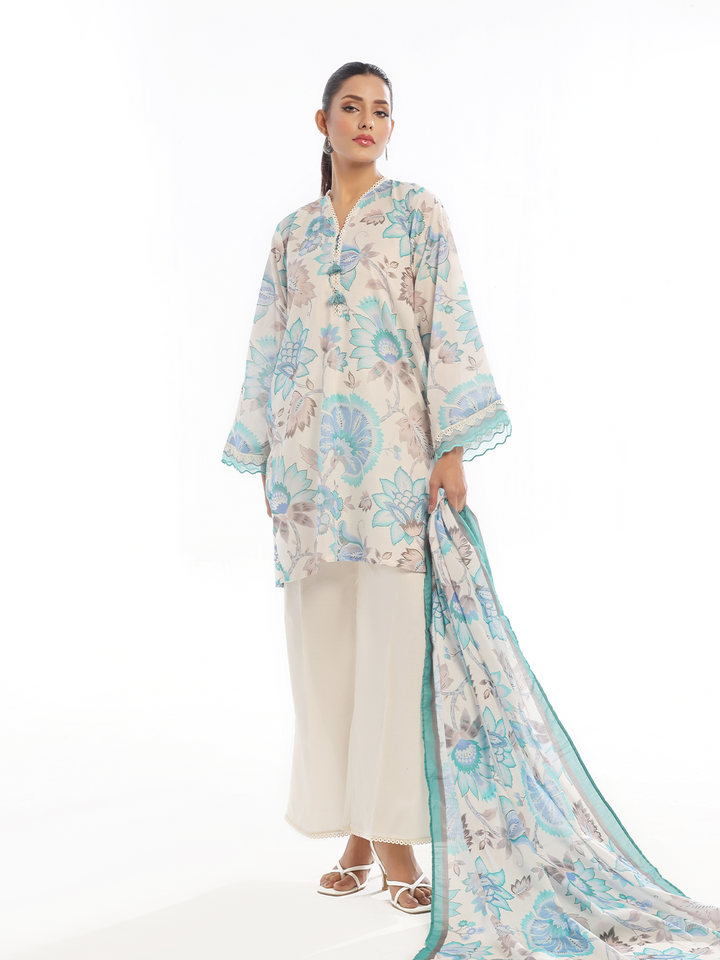 Oaks - Printed Pret &amp; Unstitched Suit Masoori Lawn Blue - 3 Piece