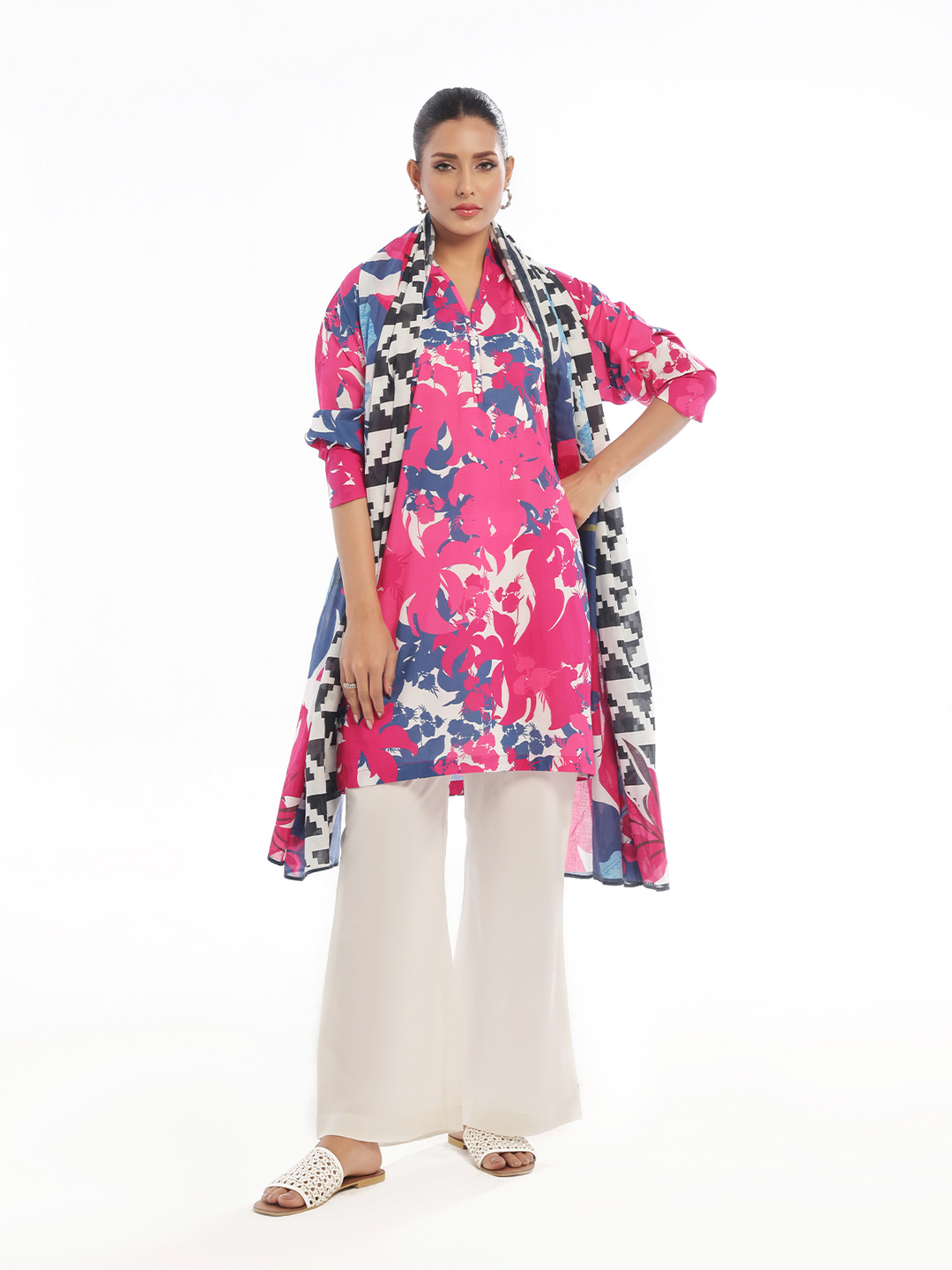 Oaks - Printed Pret & Unstitched Suit Swiss Lawn Pink - 3 Piece