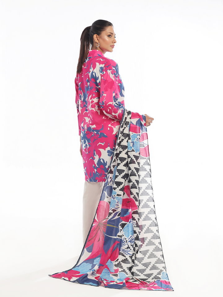 Oaks - Printed Pret & Unstitched Suit Swiss Lawn Pink - 3 Piece