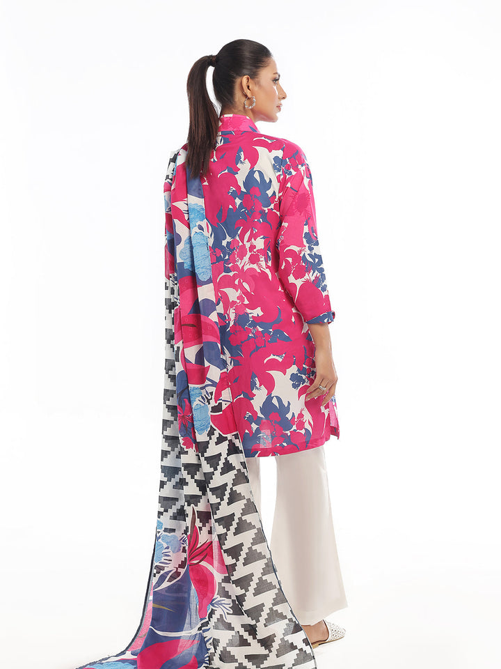 Oaks - Printed Pret & Unstitched Suit Swiss Lawn Pink - 3 Piece