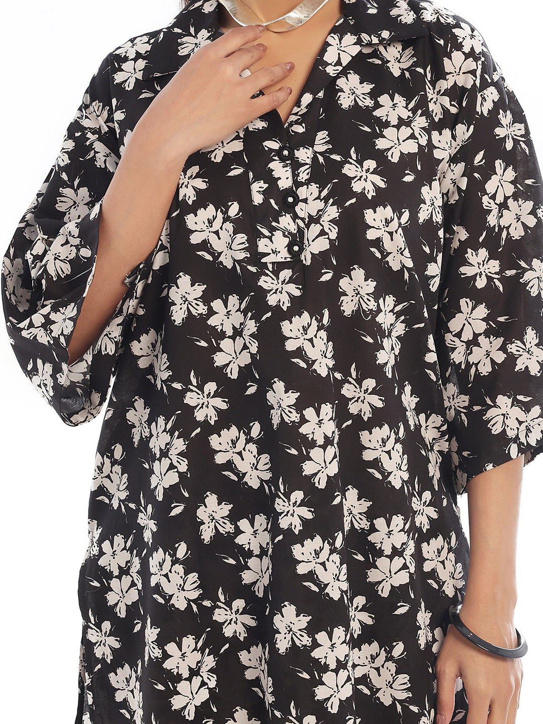 Oaks - Printed Pret & unstitched Shirt Trouser Swiss Lawn Black - 2 Piece