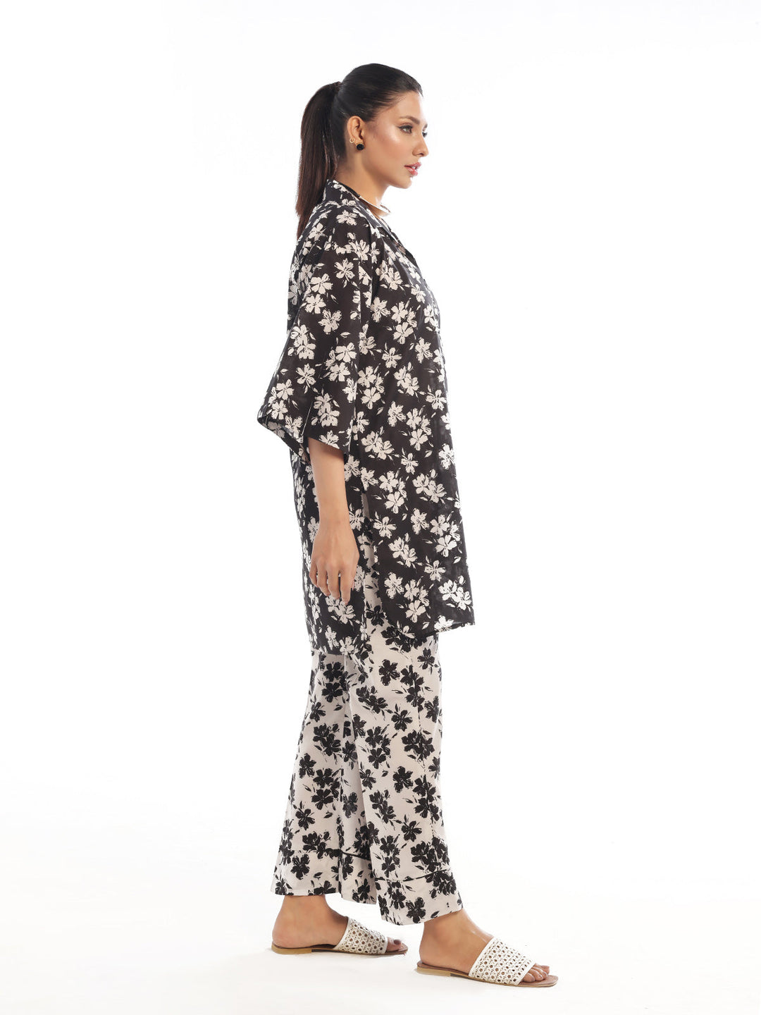 Oaks - Printed Pret & unstitched Shirt Trouser Swiss Lawn Black - 2 Piece
