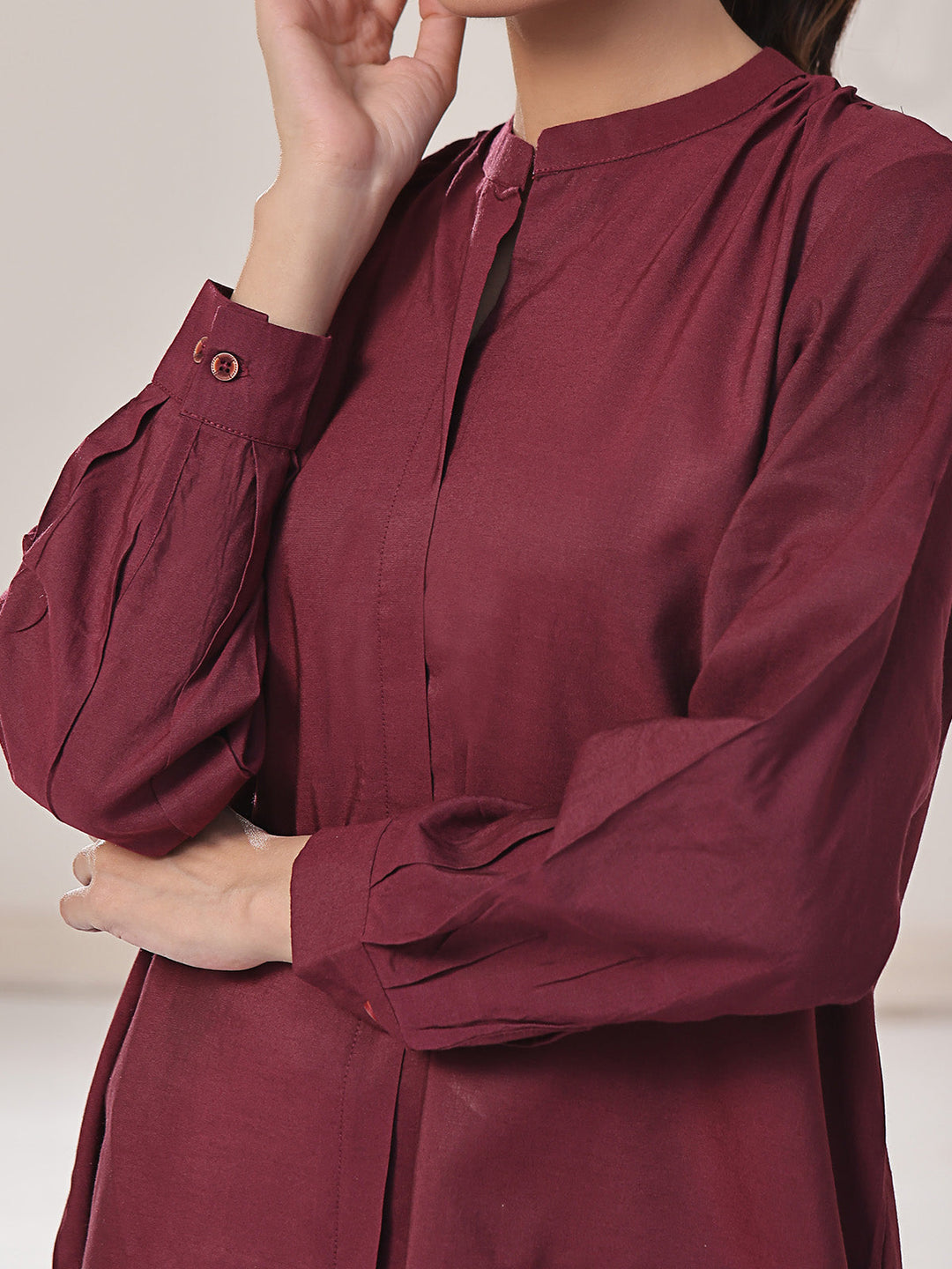 Oaks - Solid Fusion Top Cotton Maroon  - 1 Piece