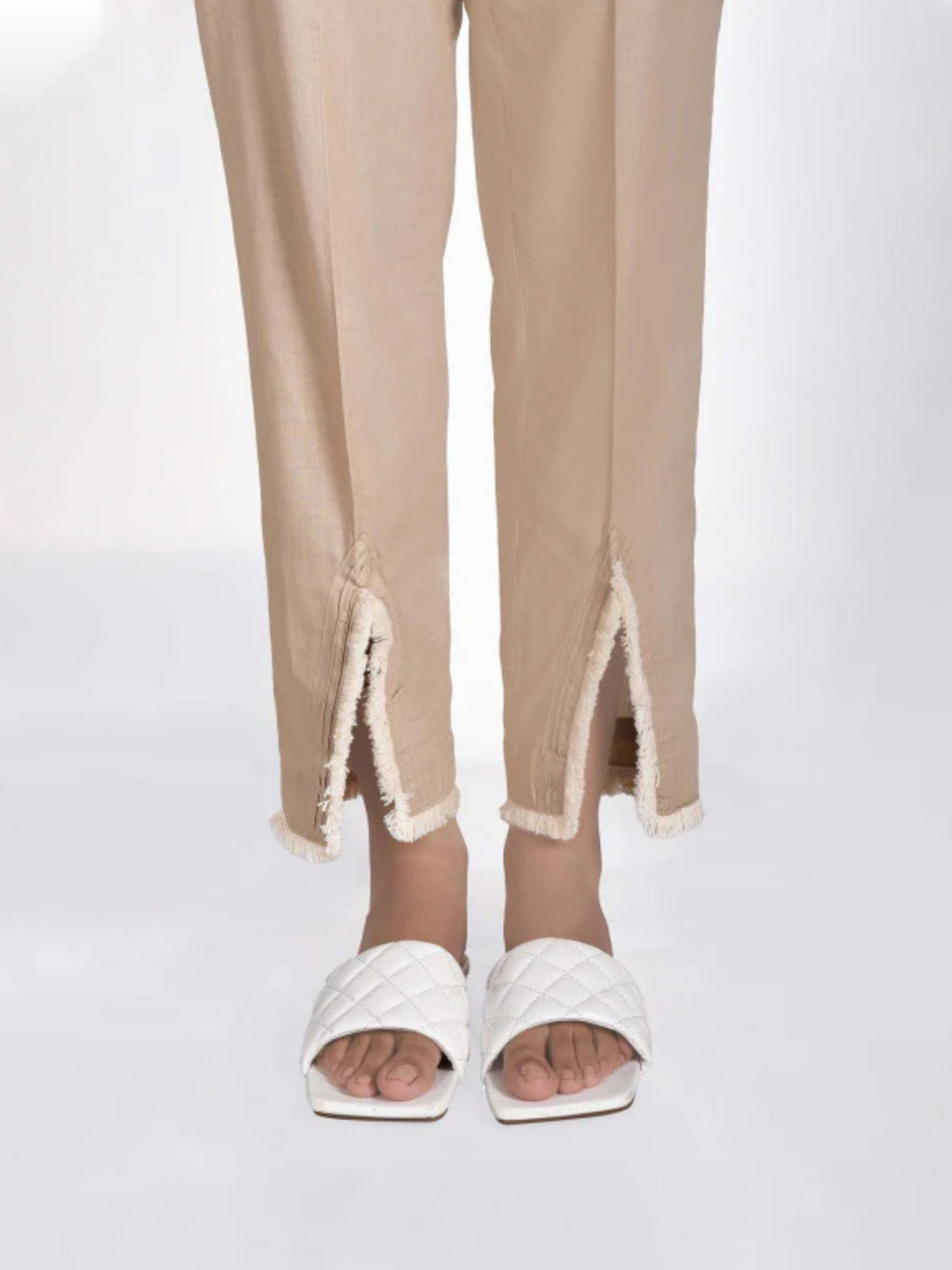 Oaks - Women Beige Lawn Trouser  - 1 Piece
