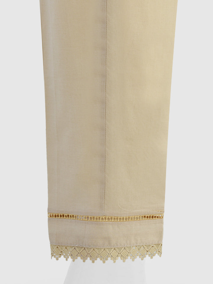 Oaks - Women Beige Lawn Trouser  - 1 Piece
