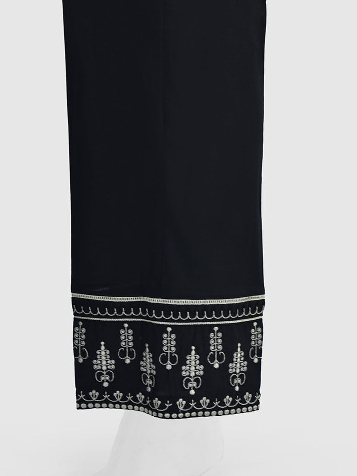 Oaks - Women Black Cambric Embroidered Trouser  - 1 Piece