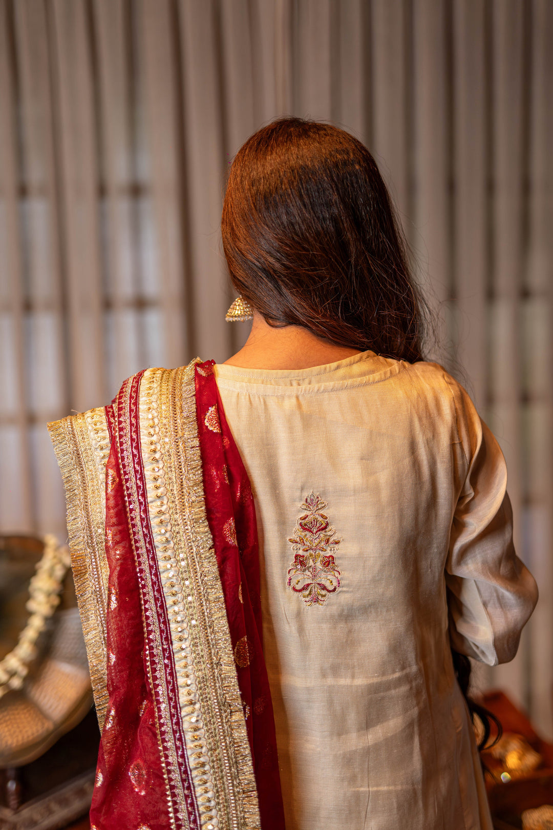 Omal by Komal - Zeba - Off White - Maysuri & Jacquard Organza - 4 Piece