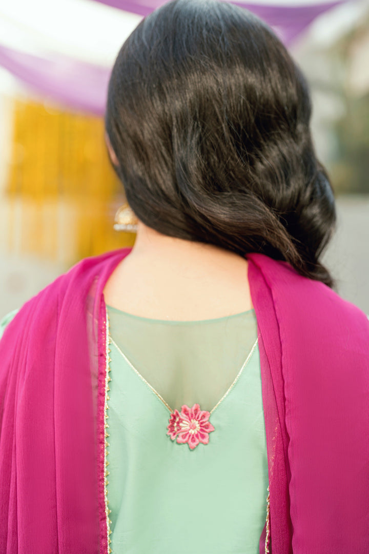 Omal by Komal - Dua - Seagreen Dobby - 3 Piece