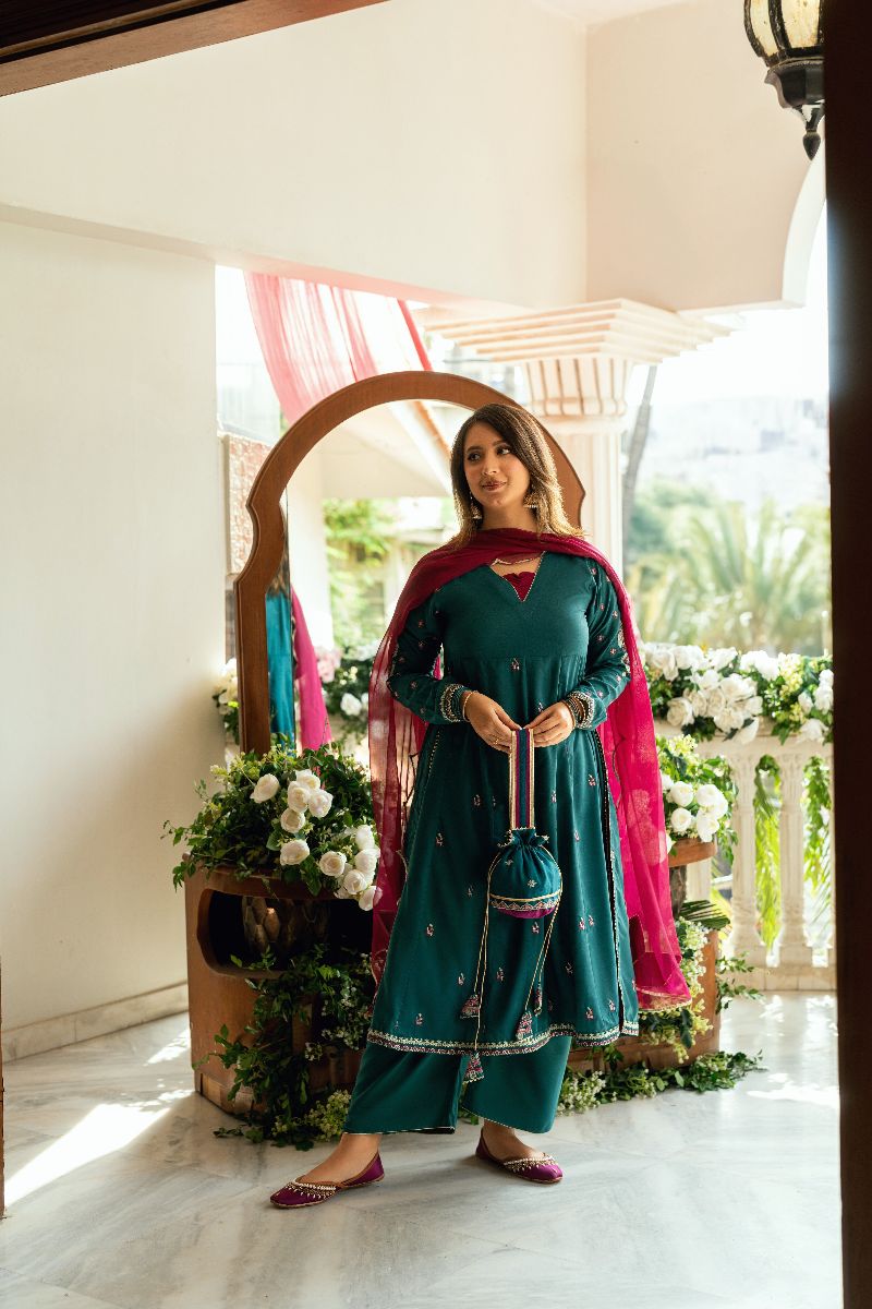 Omal by Komal - Mahrukh - Teal - 3 Piece