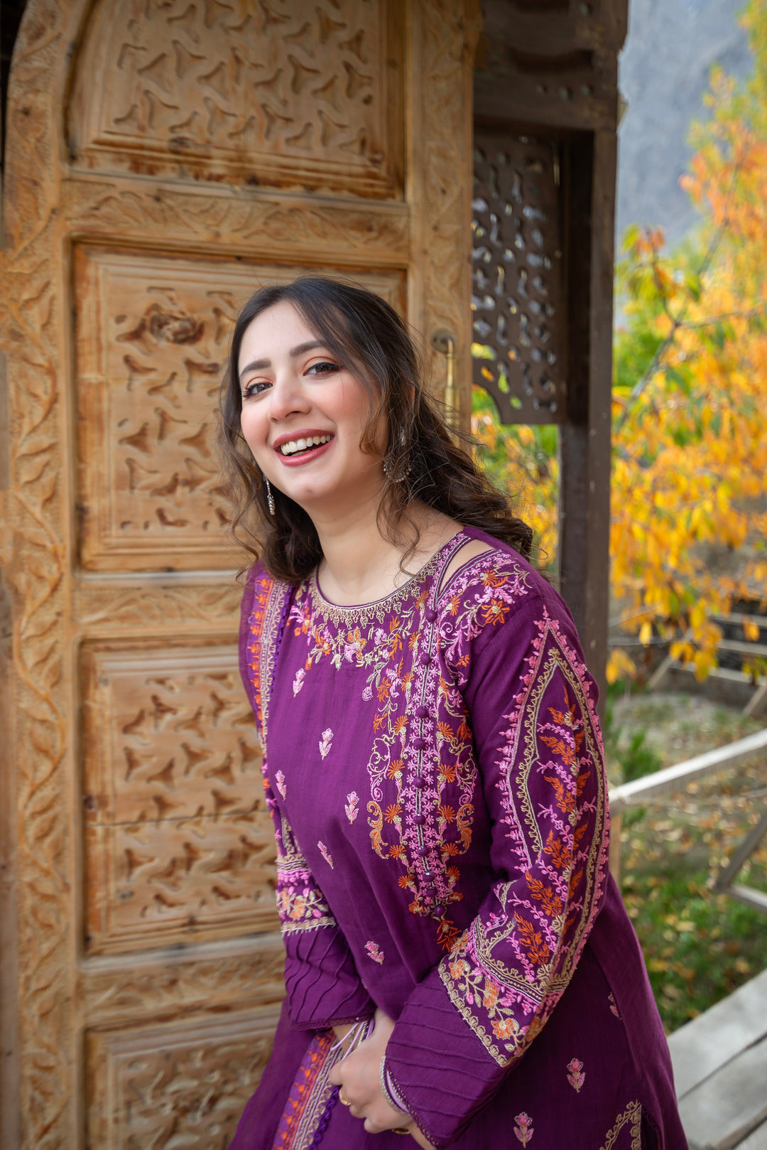 Omal by Komal - Mehek - Rust - Khaddar & Khaadi Net - 3 Piece