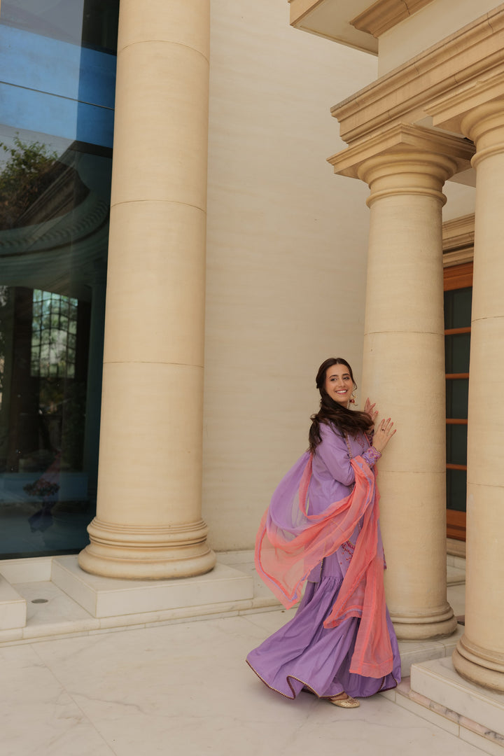 Omal by Komal - Minha - Lavender - Lawn & Chiffon - 3 Piece