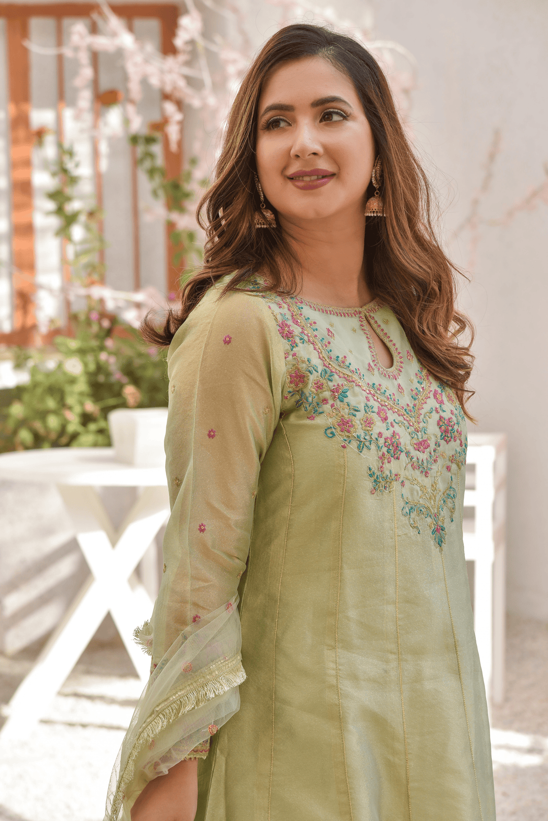 Omal by Komal - REEM (Frock & Dupatta) - Mint - Maysuri & Net - 2 Piece