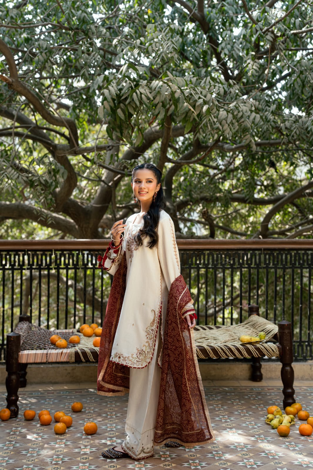 Omal by Komal - Surkhab Khaddar Suit For Women - Off White - 3 Piece