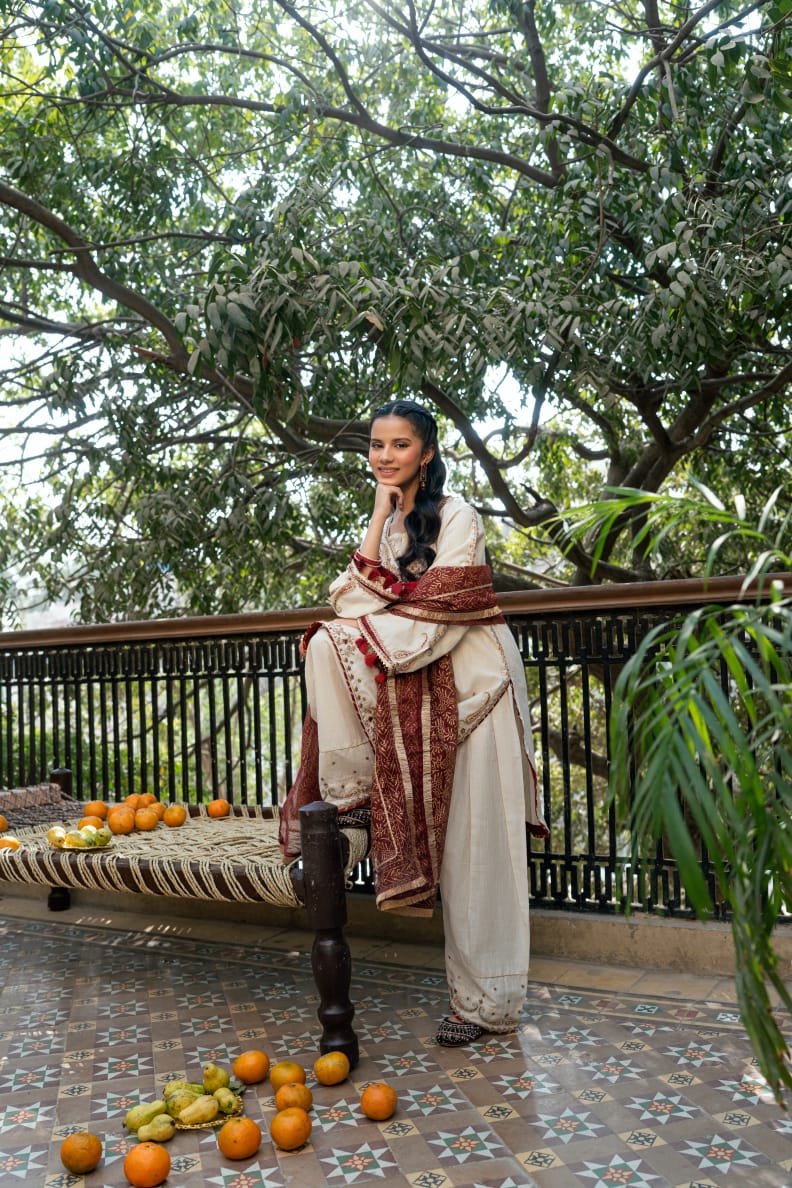Omal by Komal - Surkhab Khaddar Suit For Women - Off White - 3 Piece