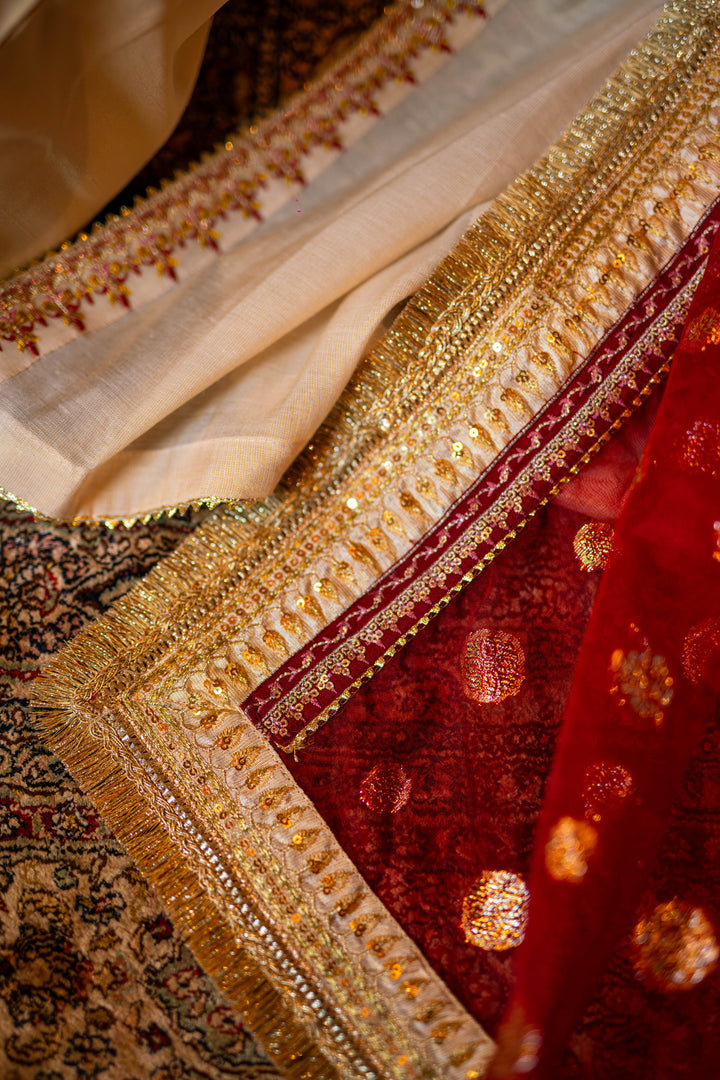 Omal by Komal - Zeba - Off White - Maysuri & Jacquard Organza - 4 Piece