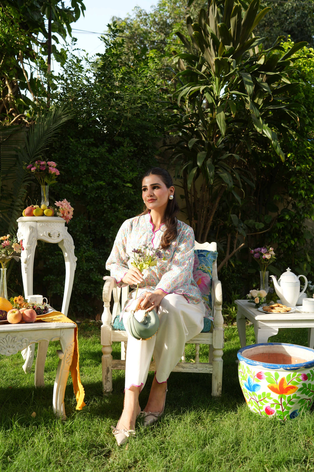 Ombrella - Floral Mosaic Lawn Suit For Women - 2 Piece