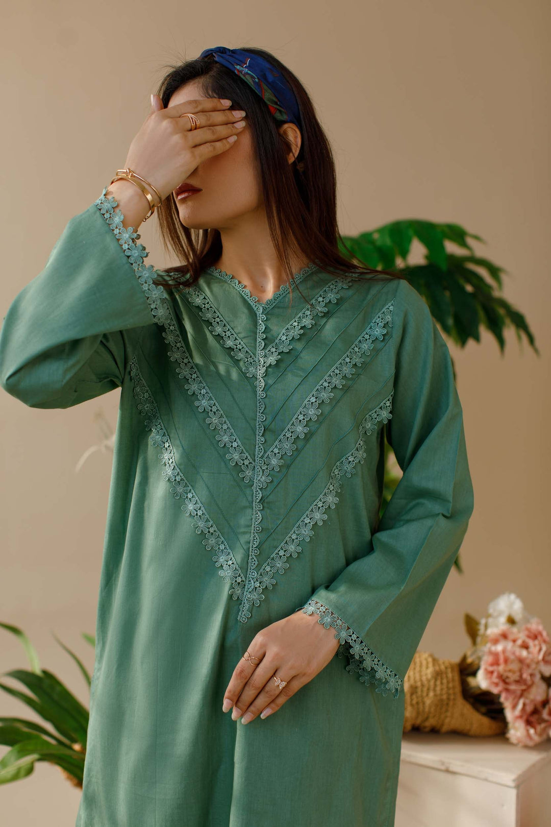 Ombrella - Petal- Co ord Set - Lawn - Green - 2 Piece