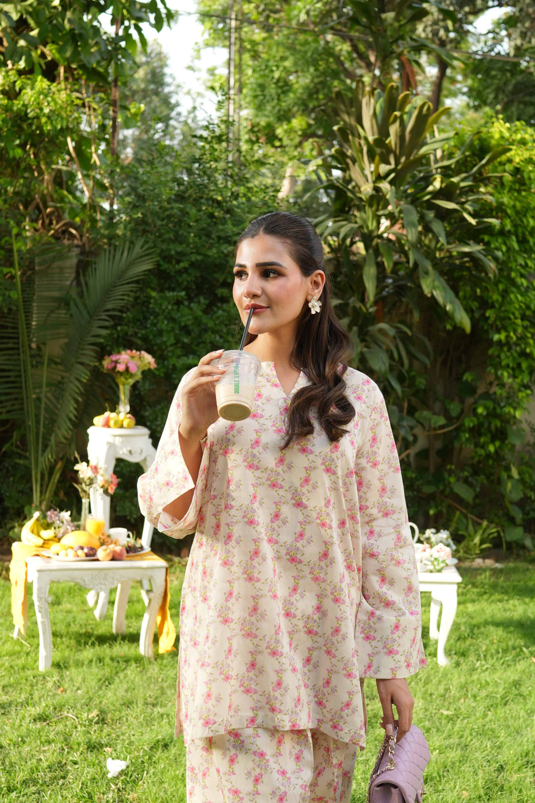 Ombrella - Soft blossom coord Lawn Co-Ord Set For Women - 2 Piece