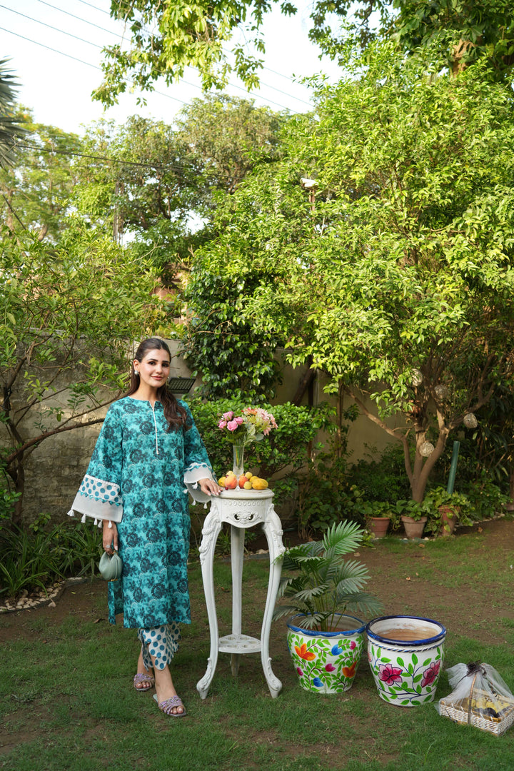 Ombrella - Turquoise Oasis Lawn Co-Ord Set For Women - 2 Piece