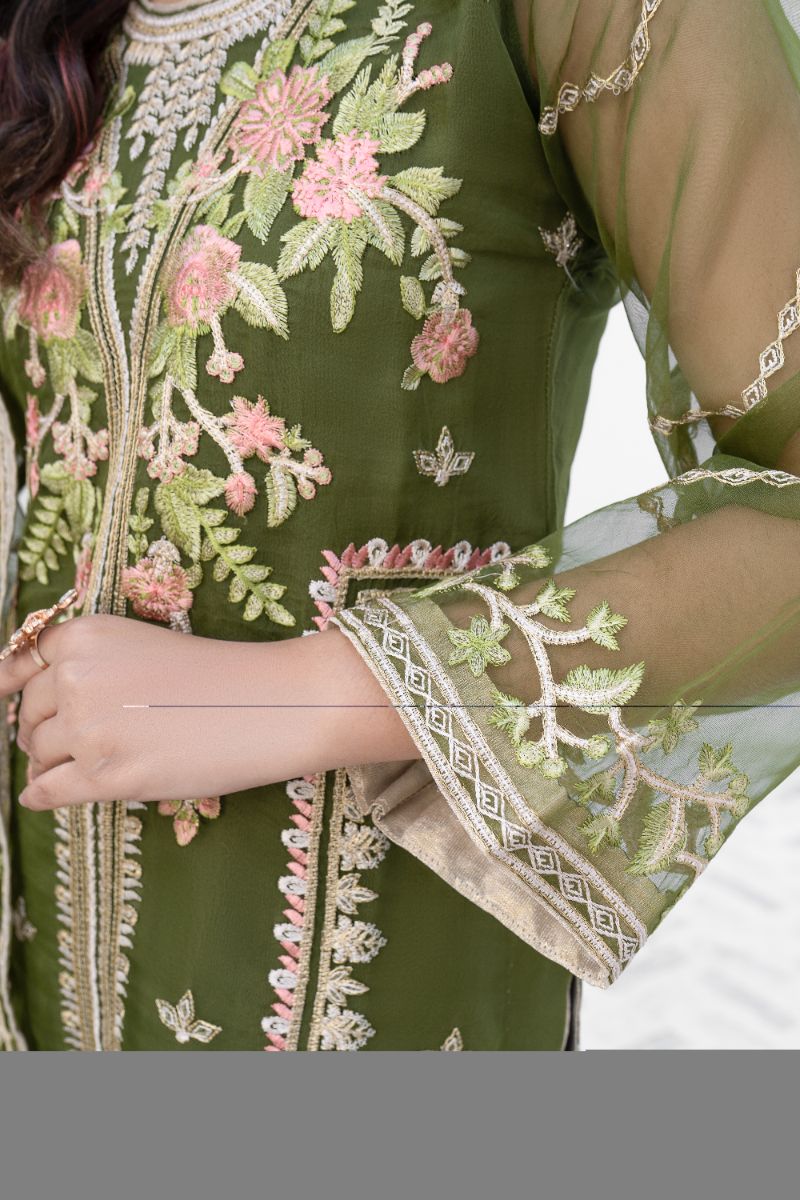 Laleen - Onyx Organza Suit For Women - Green - 3 Piece