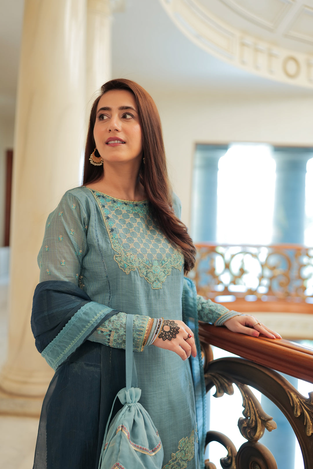 Omal by Komal - Ayzel - Sky Blue - Munar Line & Maysuri - 3 Piece