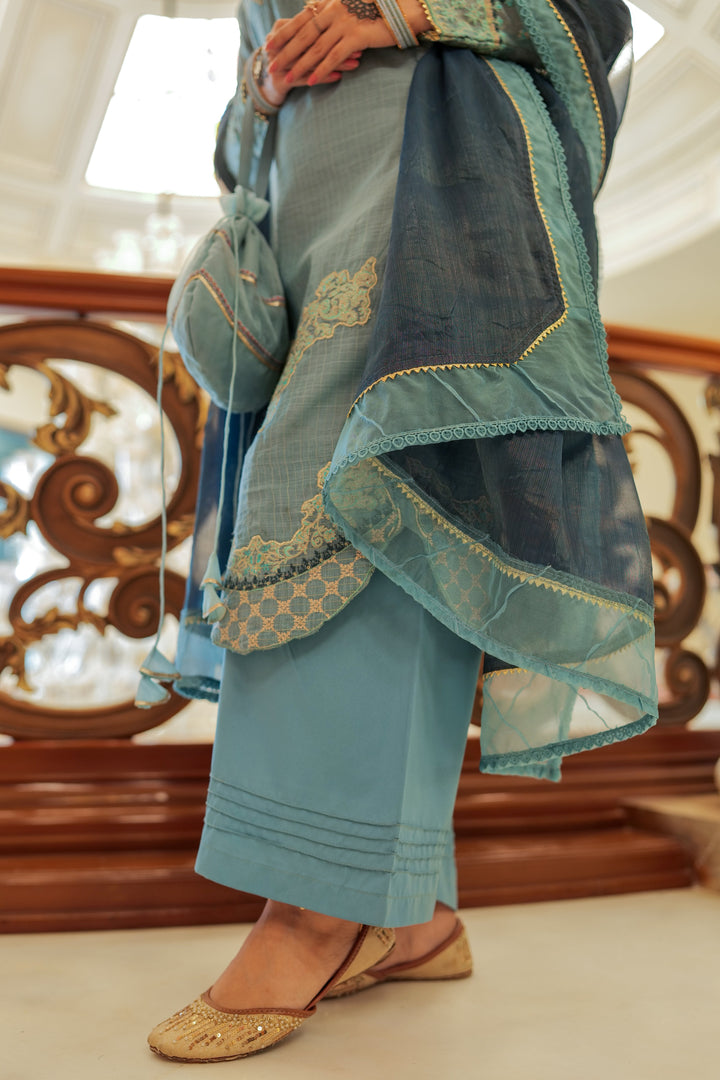 Omal by Komal - Ayzel - Sky Blue - Munar Line & Maysuri - 3 Piece