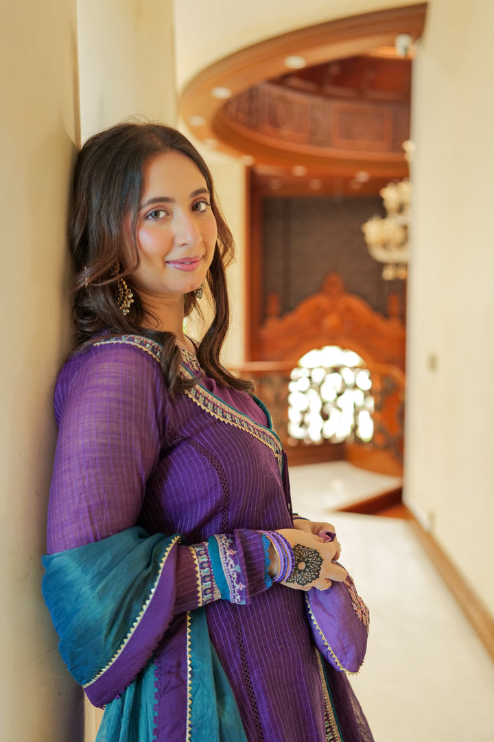 Omal by Komal - Zayna - Purple - Munar Line & Maysuri - 3 Piece